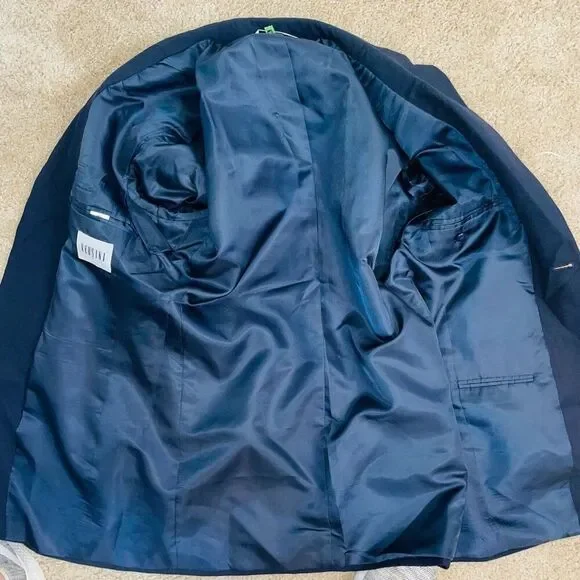 Versini Mens 38L Blazer Black Sports Coat Pockets Wool - Picture 9 of 12